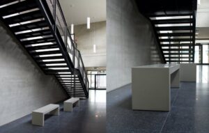 Brandschutz Betonmöbel von OGGI-Beton : Betonbank als Unterlaufschutz