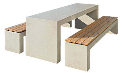 Beton Tisch und Bank Kombination von Oggi-Beton